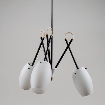 Lampadario vintage restaurato metà secolo stile Stilnovo
