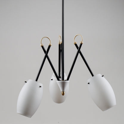 Lampadario vintage restaurato metà secolo stile Stilnovo