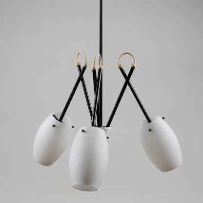 Lampadario vintage restaurato metà secolo stile Stilnovo