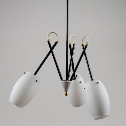 Lampadario vintage restaurato metà secolo stile Stilnovo