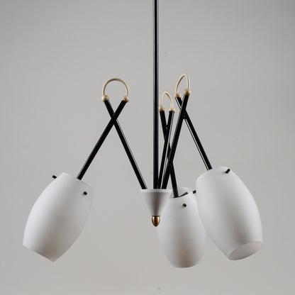 Lampadario vintage restaurato metà secolo stile Stilnovo