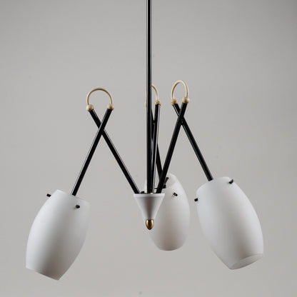 Lampadario vintage restaurato metà secolo stile Stilnovo