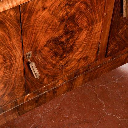 Credenza art déco con specchiera piano in marmo nero venato
