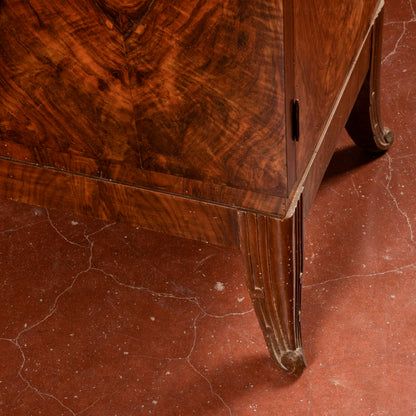 Credenza art déco con specchiera piano in marmo nero venato