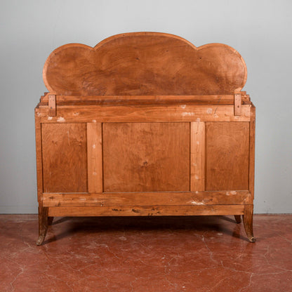Credenza art déco con specchiera piano in marmo nero venato