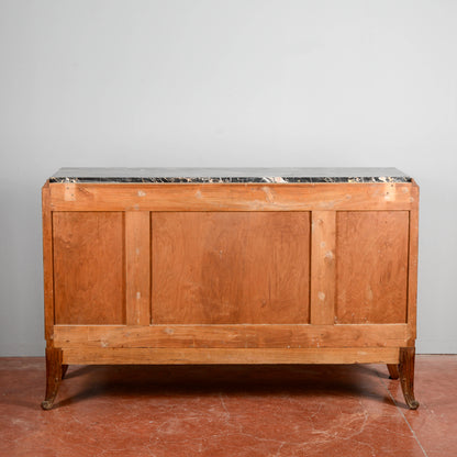 Credenza Art Deco In Radica Di Noce Piano Di Marmo Nero