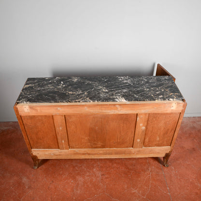 Credenza Art Deco In Radica Di Noce Piano Di Marmo Nero