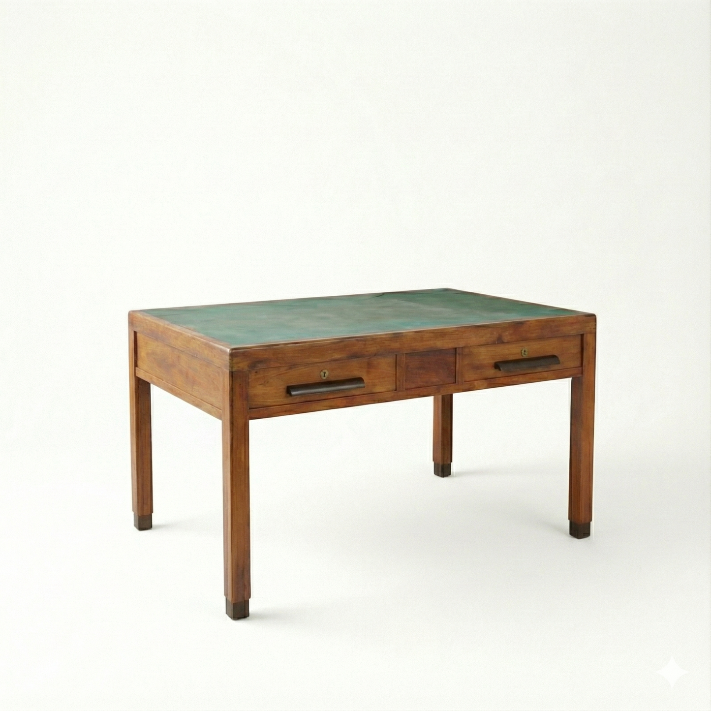 Scrivania da ufficio periodo art decò con piano in similpelle anni 1940