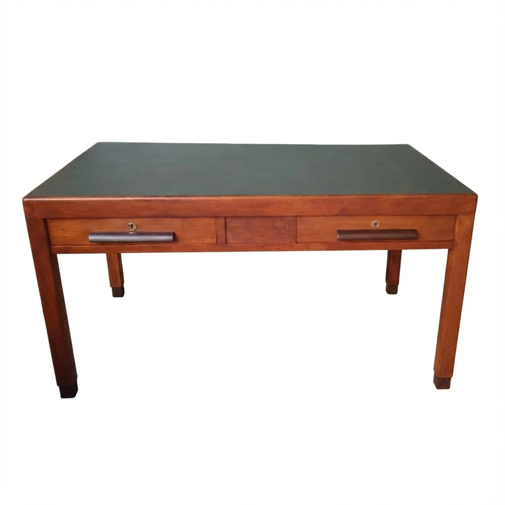 Scrivania da ufficio periodo art decò con piano in similpelle anni 1940