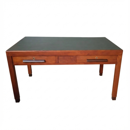 Scrivania da ufficio periodo art decò con piano in similpelle anni 1940