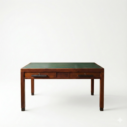 Scrivania da ufficio periodo art decò con piano in similpelle anni 1940