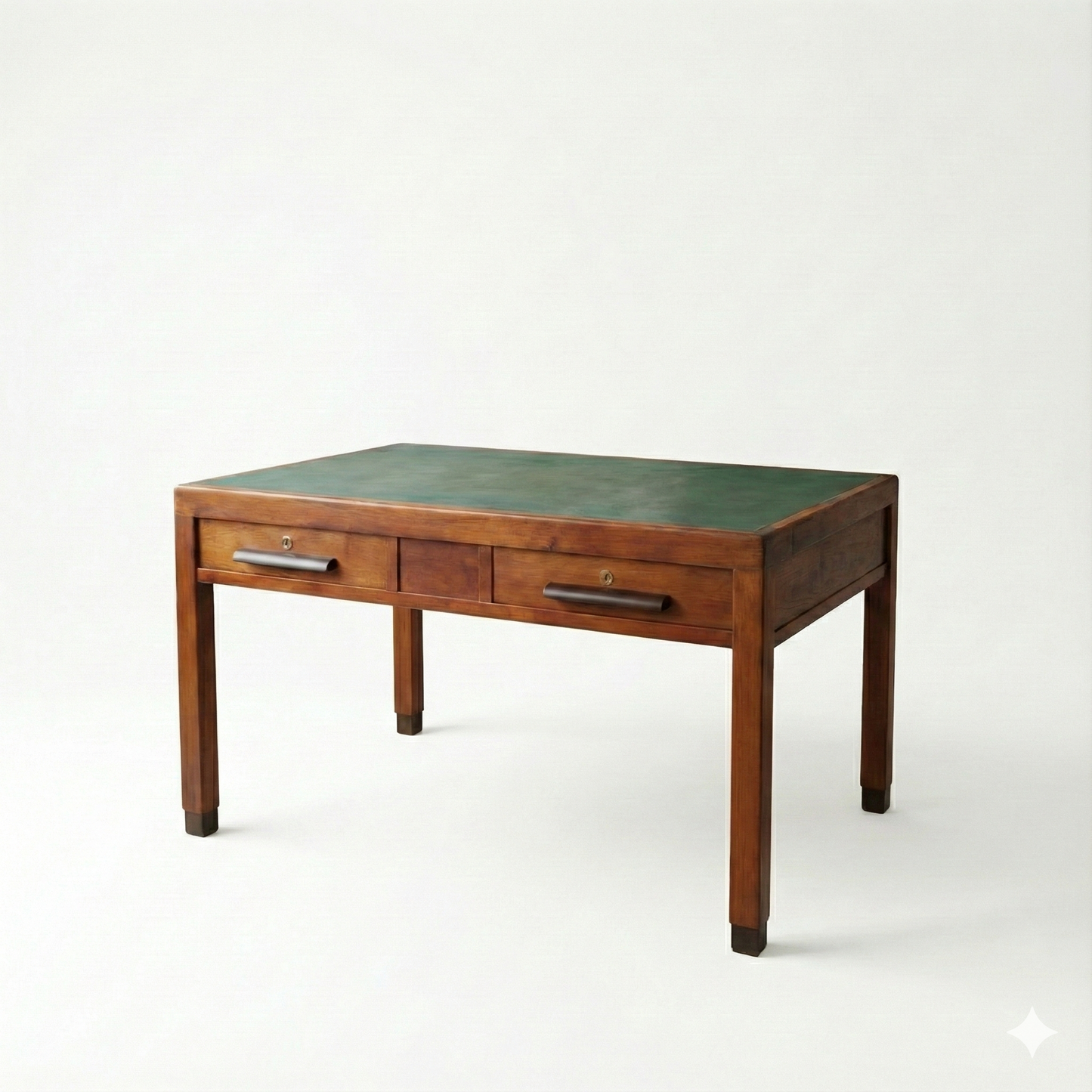Scrivania da ufficio periodo art decò con piano in similpelle anni 1940