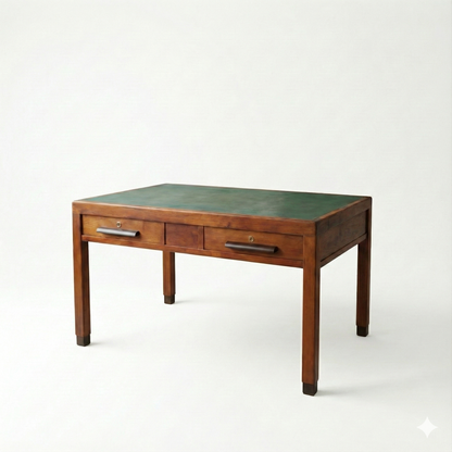 Scrivania da ufficio periodo art decò con piano in similpelle anni 1940