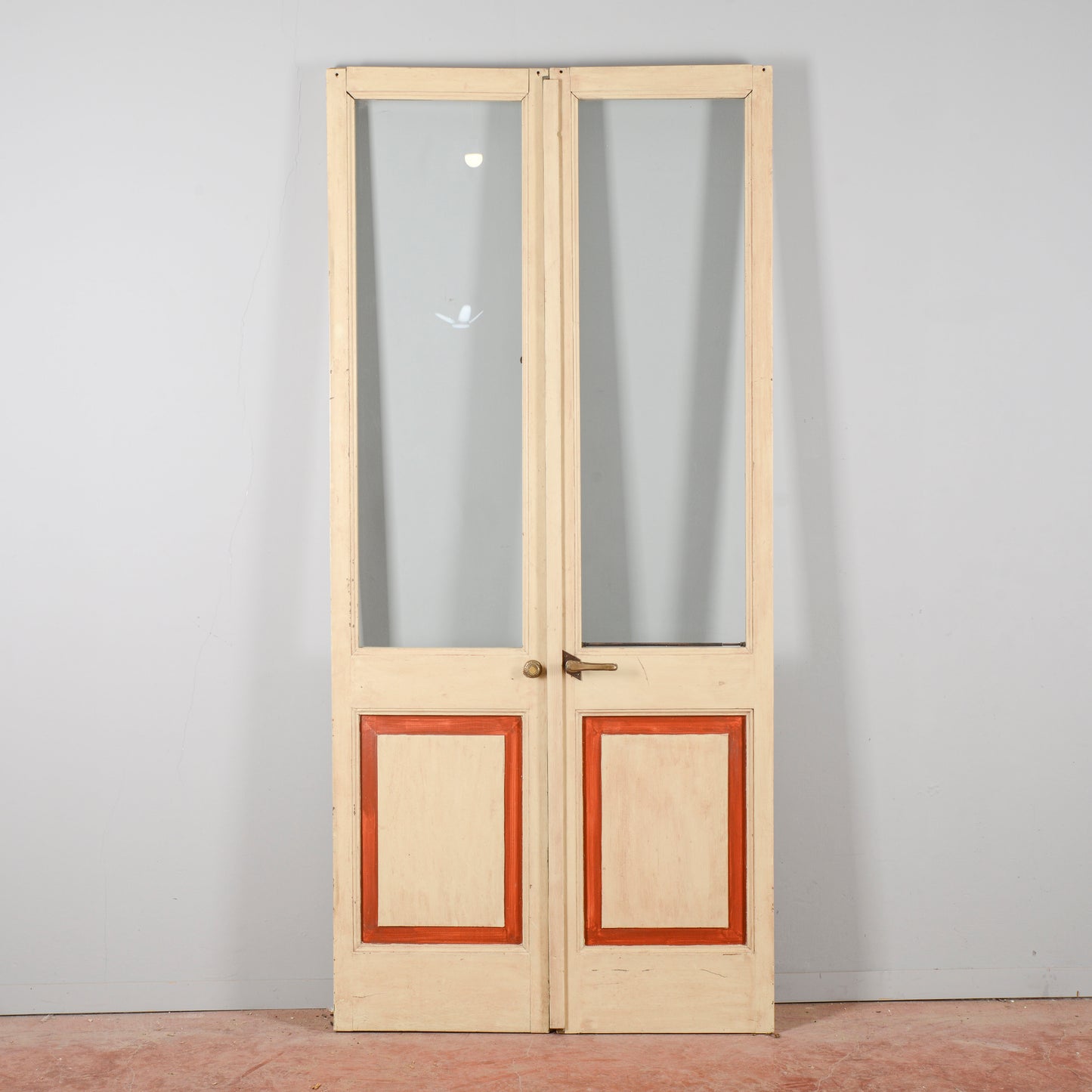 Porta Due Ante Bicolore Con Vetri Secolo XX