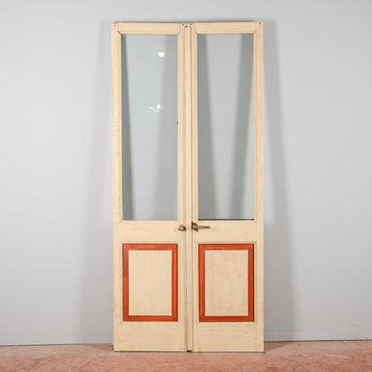 Porta Due Ante Bicolore Con Vetri Secolo XX