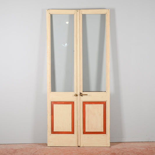 Porta Due Ante Bicolore Con Vetri Secolo XX