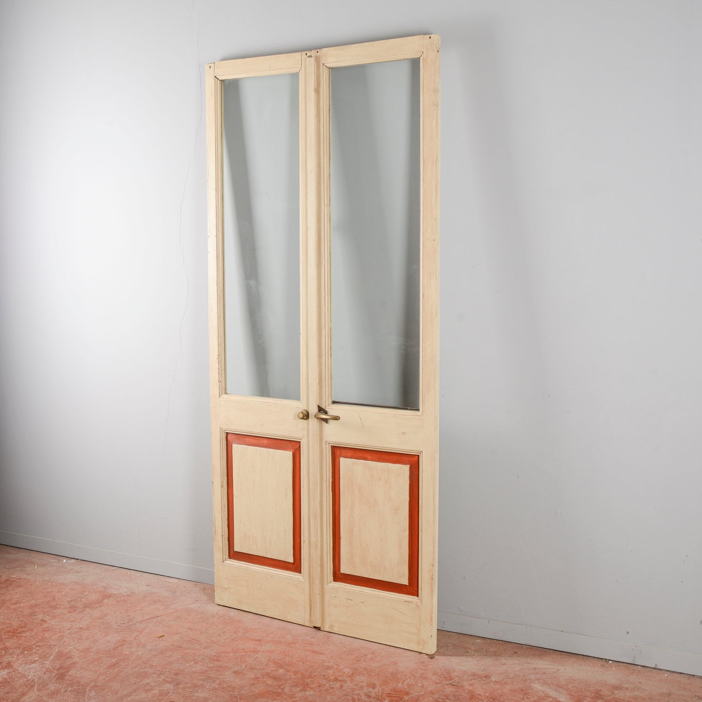Porta Due Ante Bicolore Con Vetri Secolo XX