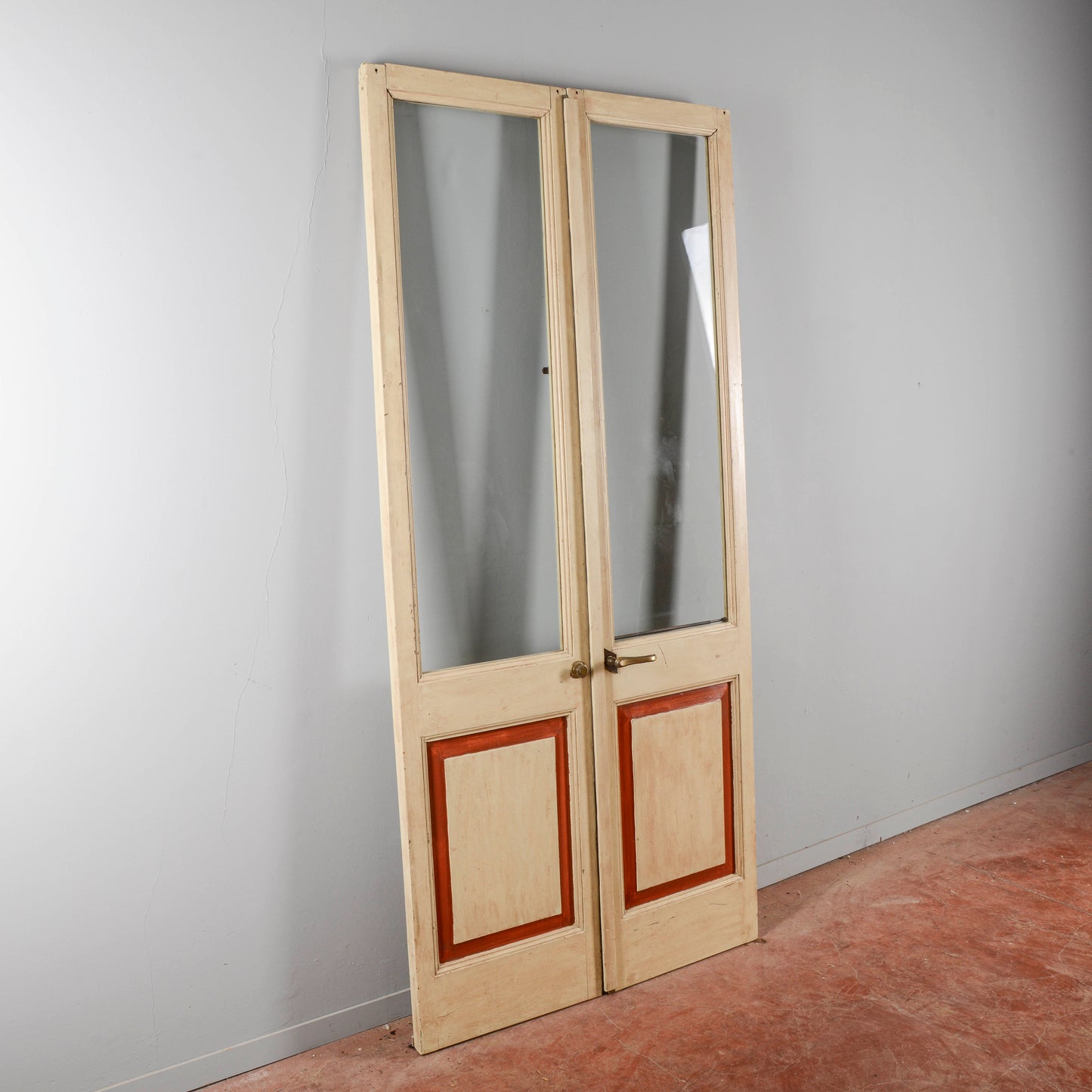 Porta Due Ante Bicolore Con Vetri Secolo XX