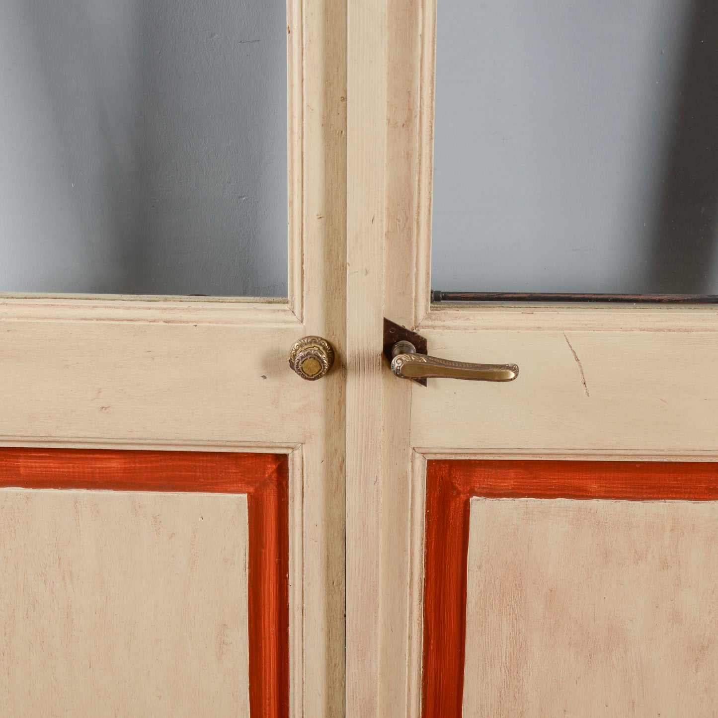 Porta Due Ante Bicolore Con Vetri Secolo XX