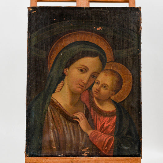Dipinto Quadro Madonna Con Bambino Epoca 800