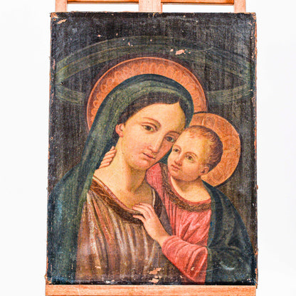 Dipinto Quadro Madonna Con Bambino Epoca 800