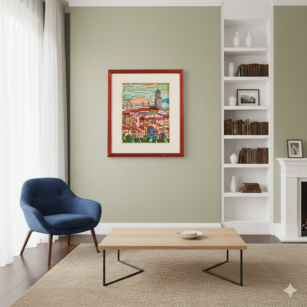 Quadro tela paesaggio macerata firma Boraschi