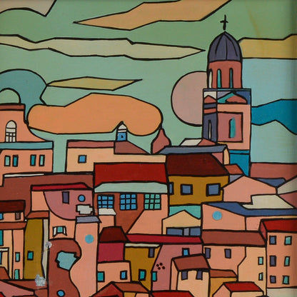 Quadro tela paesaggio macerata firma Boraschi