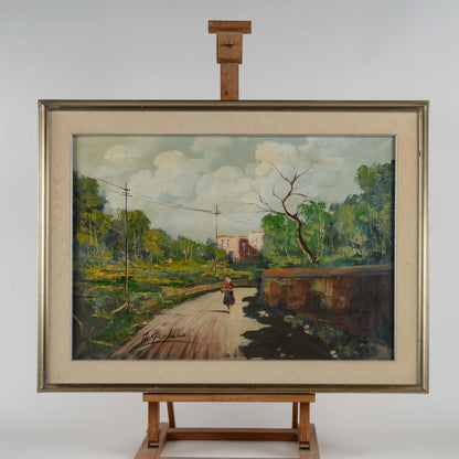Quadro dipinto con scena di vita firmato Giordano