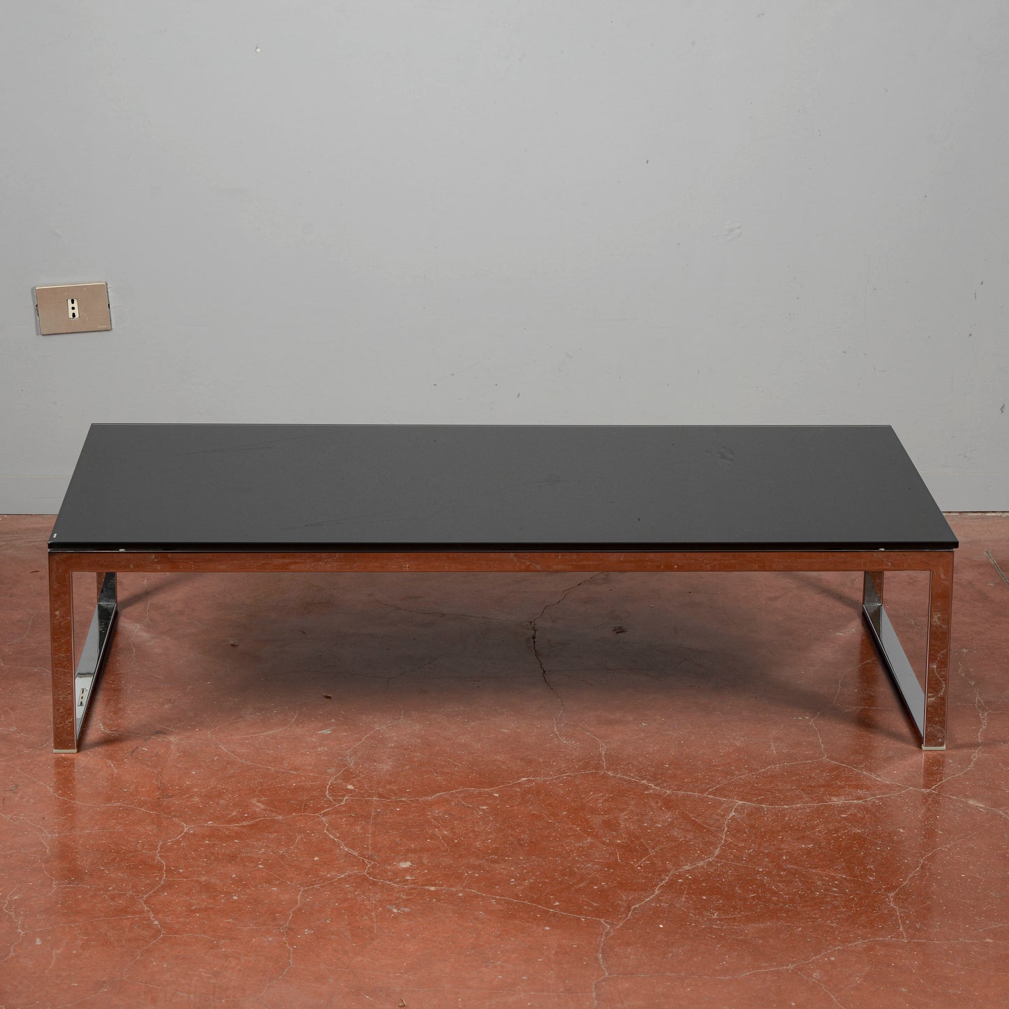 Tavolino da salotto acciaio e vetro design anni 2000