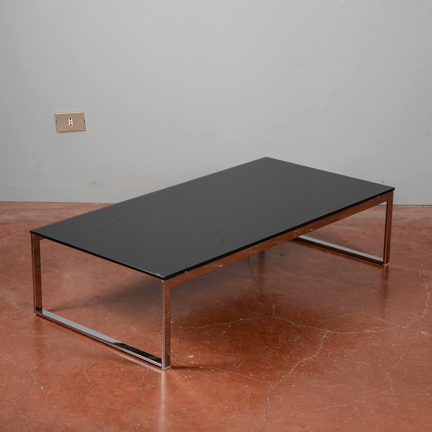 Tavolino da salotto acciaio e vetro design anni 2000