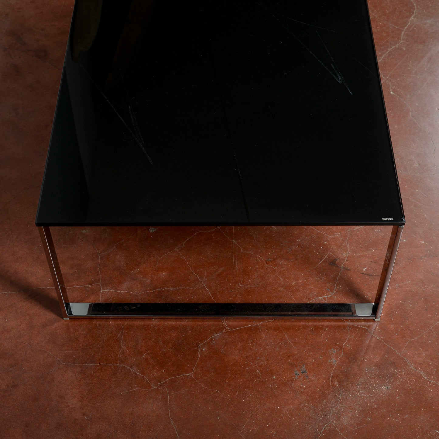 Tavolino da salotto acciaio e vetro design anni 2000