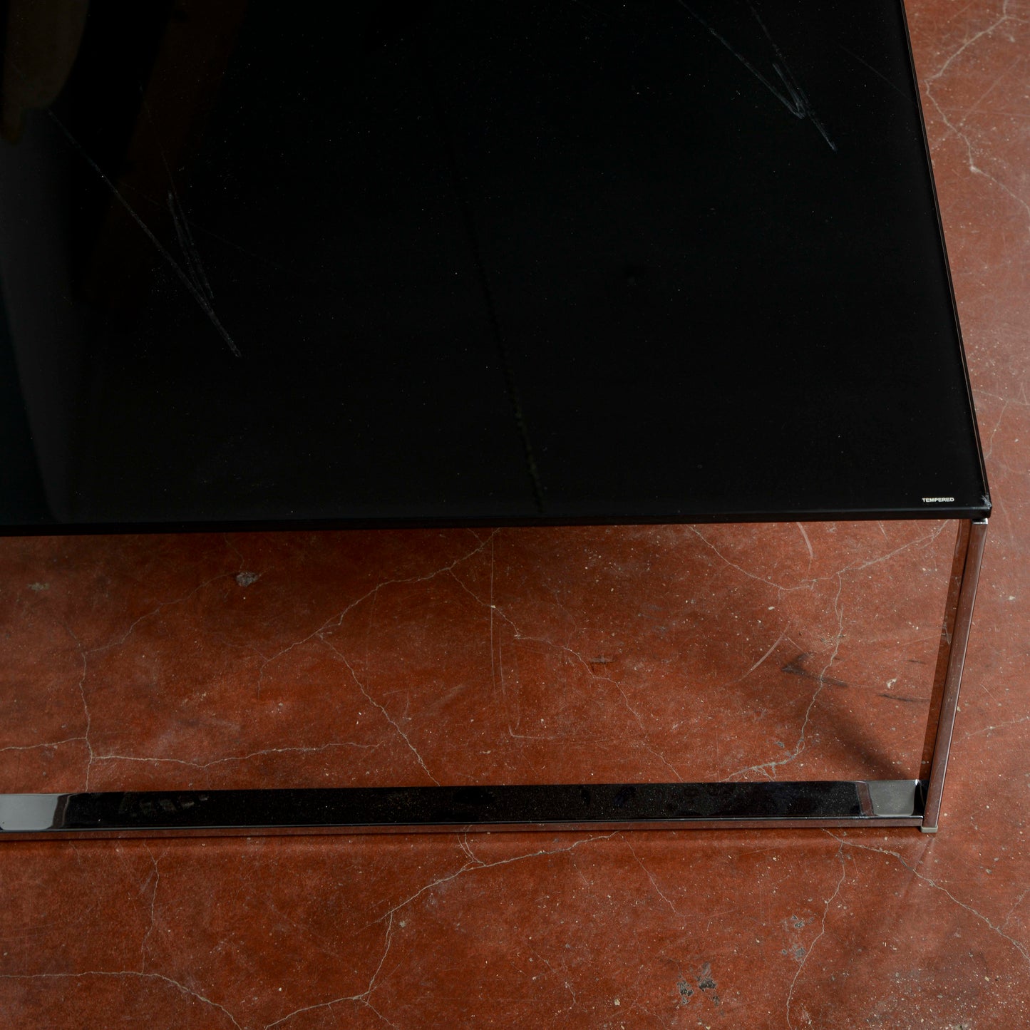 Tavolino da salotto acciaio e vetro design anni 2000