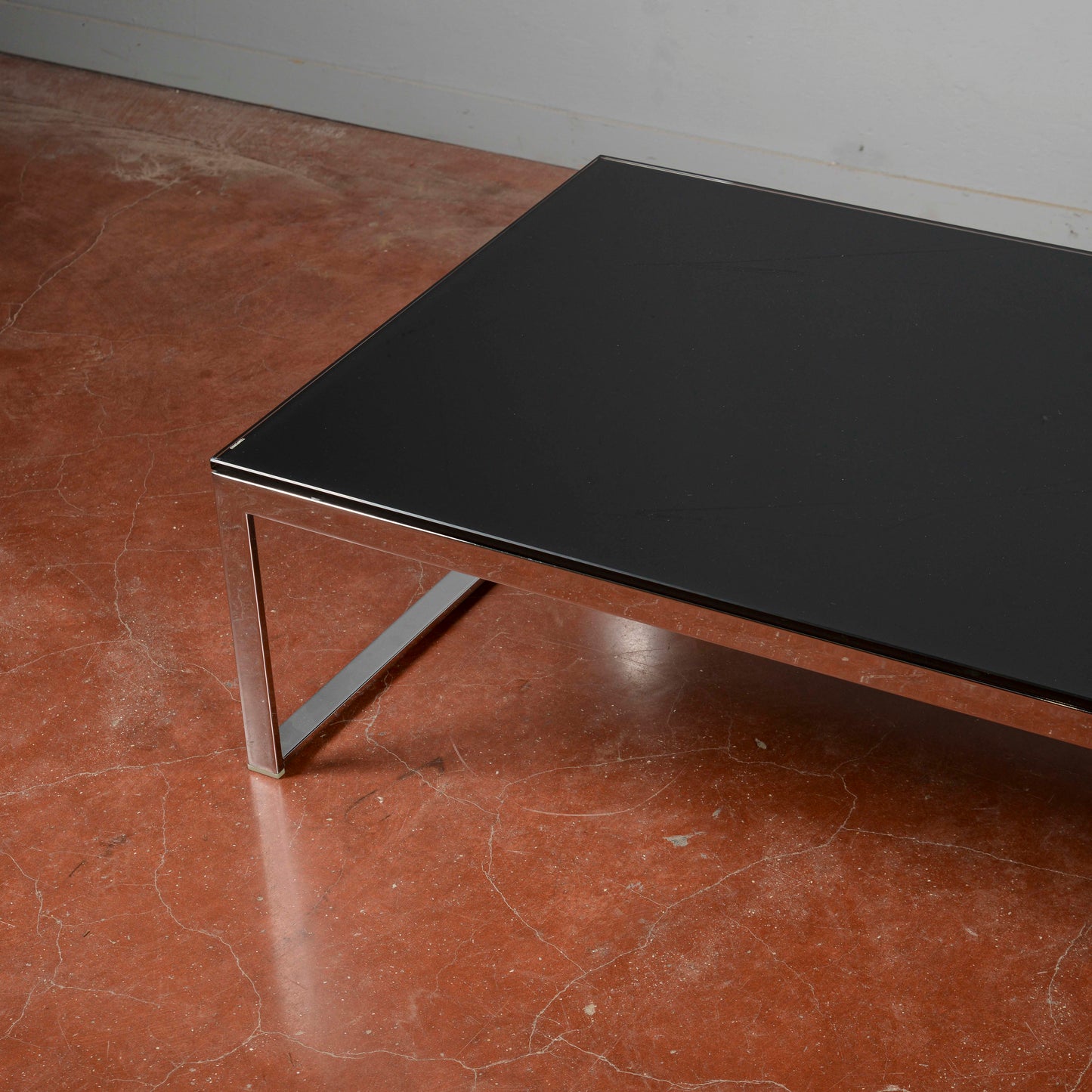 Tavolino da salotto acciaio e vetro design anni 2000