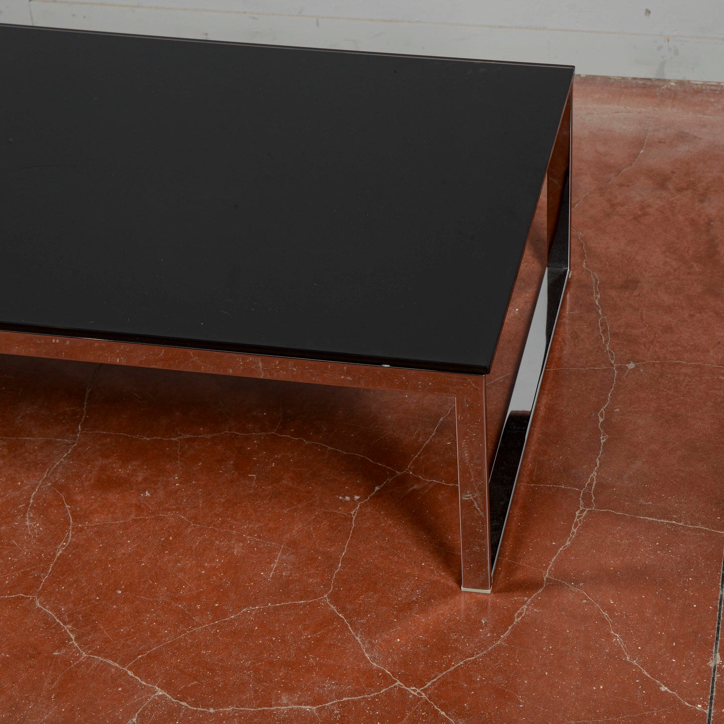 Tavolino da salotto acciaio e vetro design anni 2000