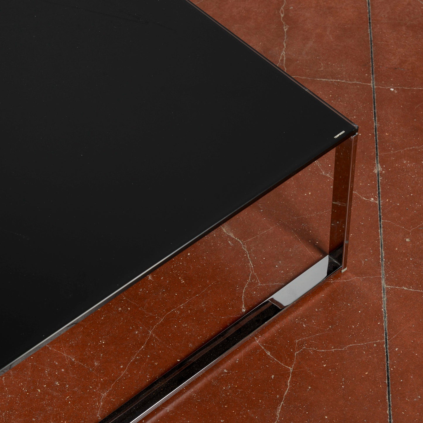 Tavolino da salotto acciaio e vetro design anni 2000