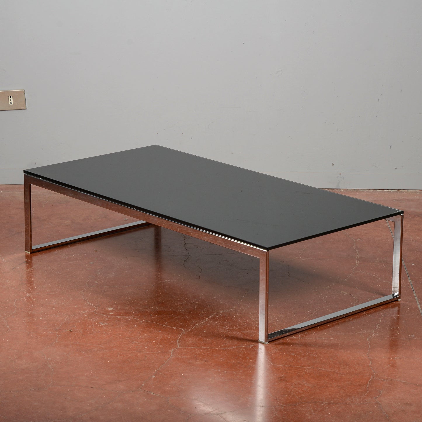 Tavolino da salotto acciaio e vetro design anni 2000