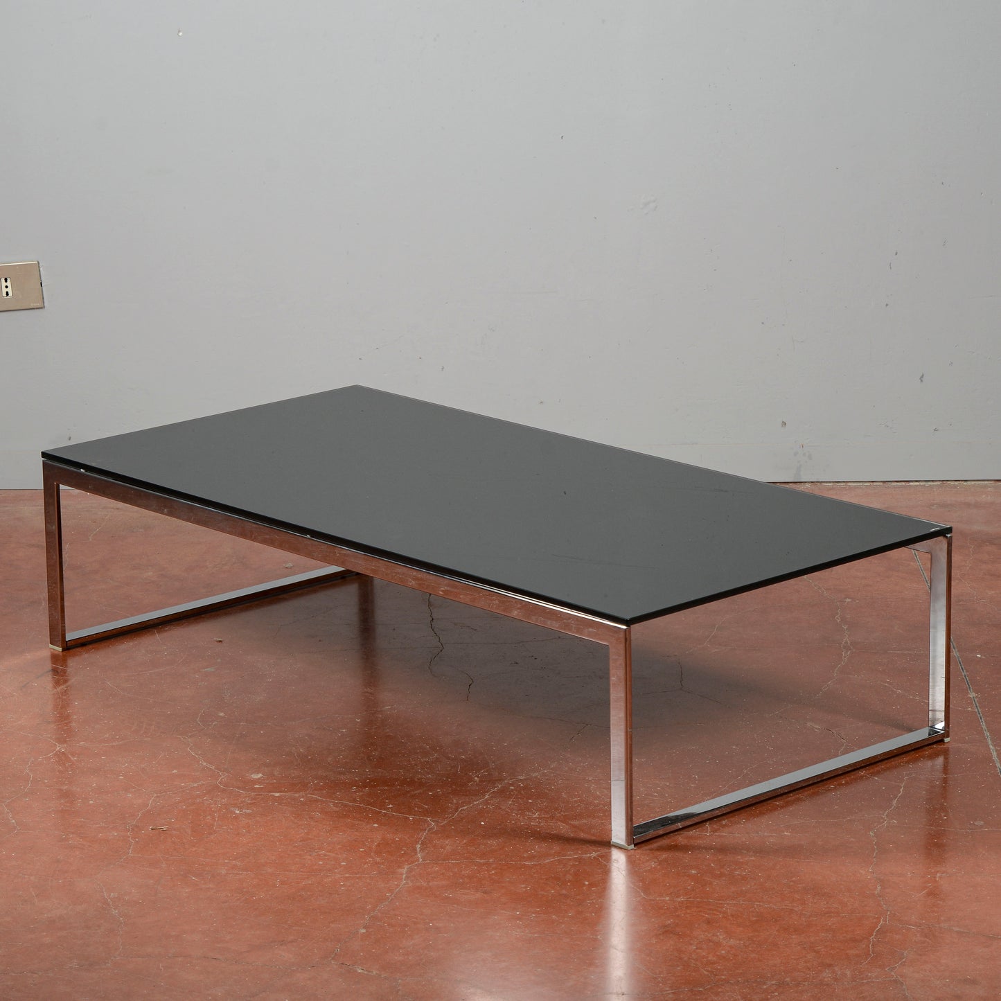 Tavolino da salotto acciaio e vetro design anni 2000