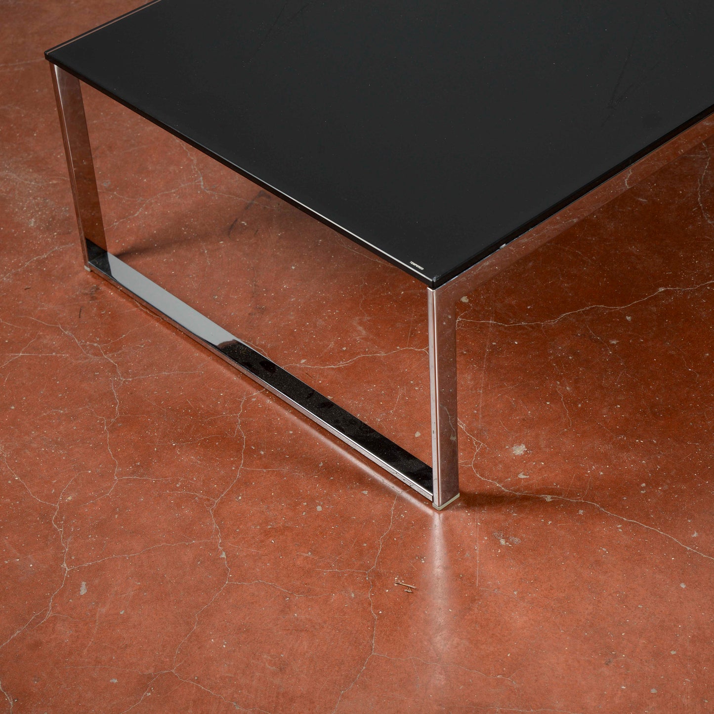 Tavolino da salotto acciaio e vetro design anni 2000