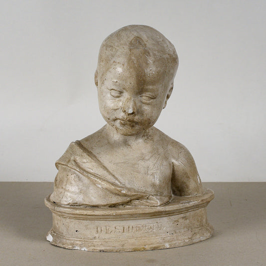 busto di bambino in gesso Desiderio da Settignano