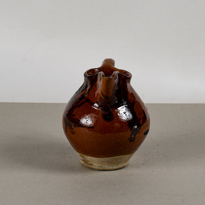 Brocca In Terracotta Smaltata Marrone