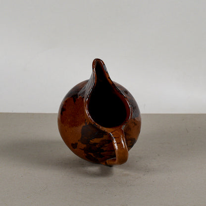 Brocca In Terracotta Smaltata Marrone