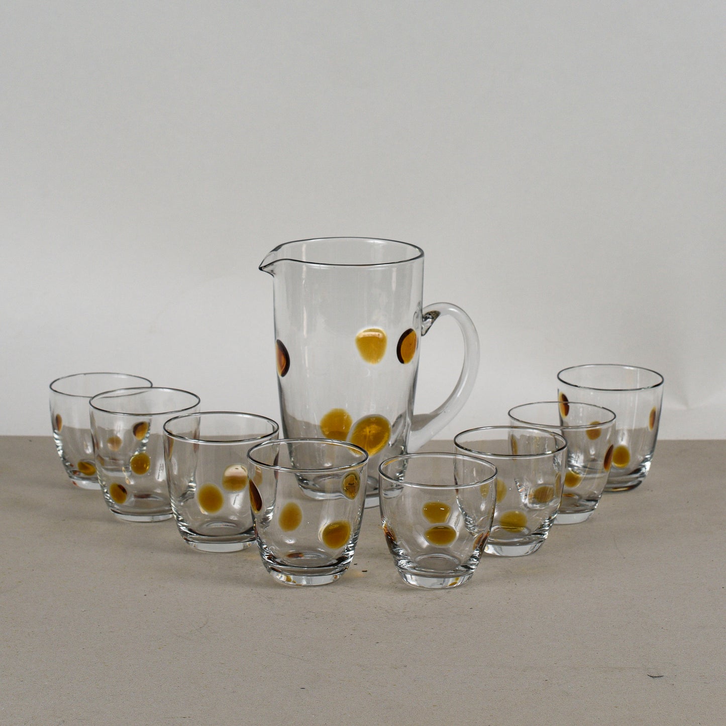 Set Bicchieri Con Brocca Vintage Anni 70 Vetro Murano