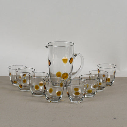 Set Bicchieri Con Brocca Vintage Anni 70 Vetro Murano