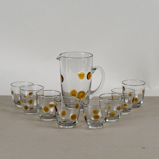 Set Bicchieri Con Brocca Vintage Anni 70 Vetro Murano