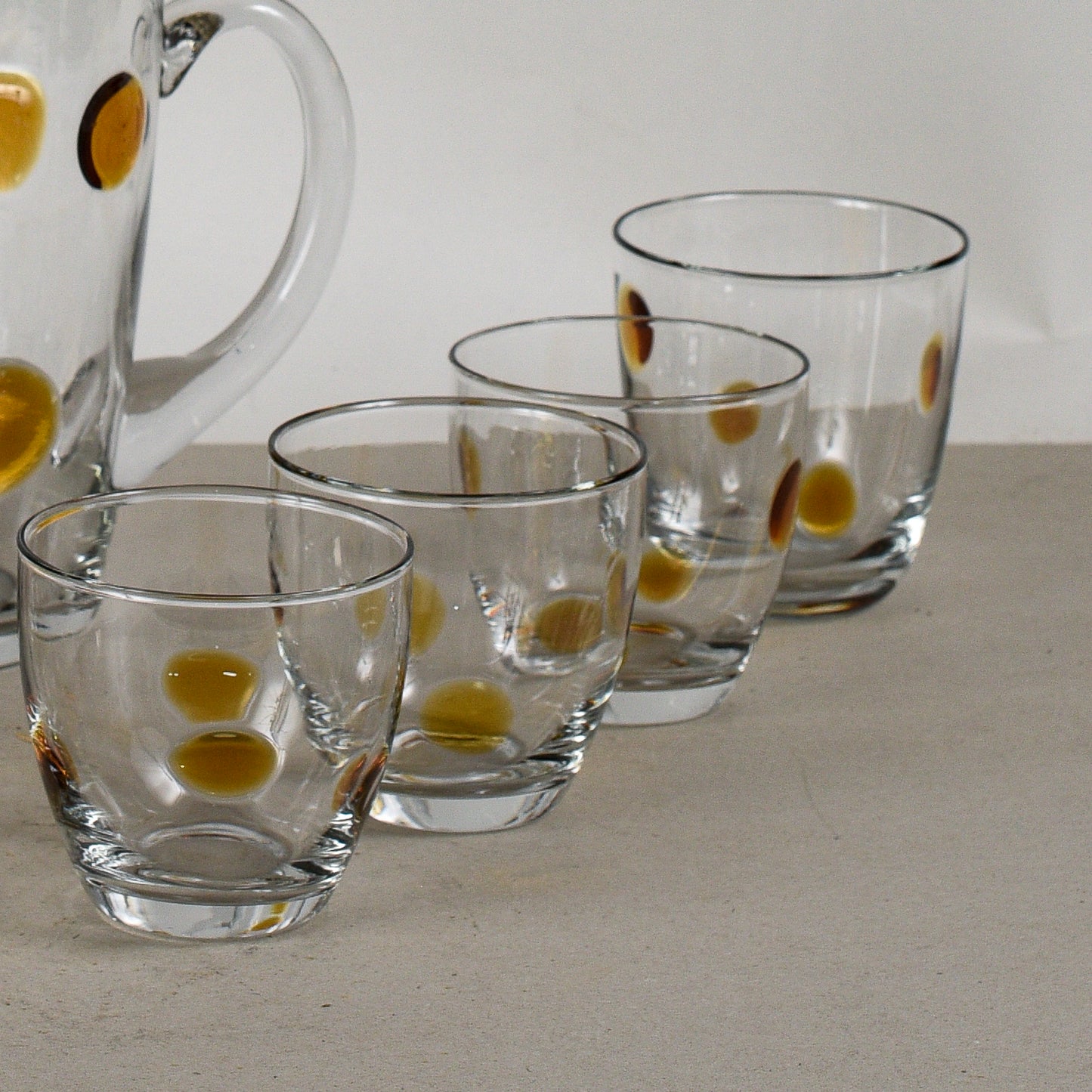 Set Bicchieri Con Brocca Vintage Anni 70 Vetro Murano