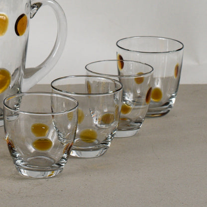 Set Bicchieri Con Brocca Vintage Anni 70 Vetro Murano