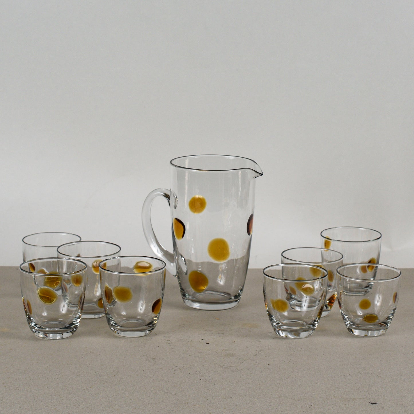 Set Bicchieri Con Brocca Vintage Anni 70 Vetro Murano
