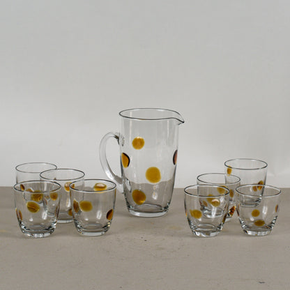 Set Bicchieri Con Brocca Vintage Anni 70 Vetro Murano
