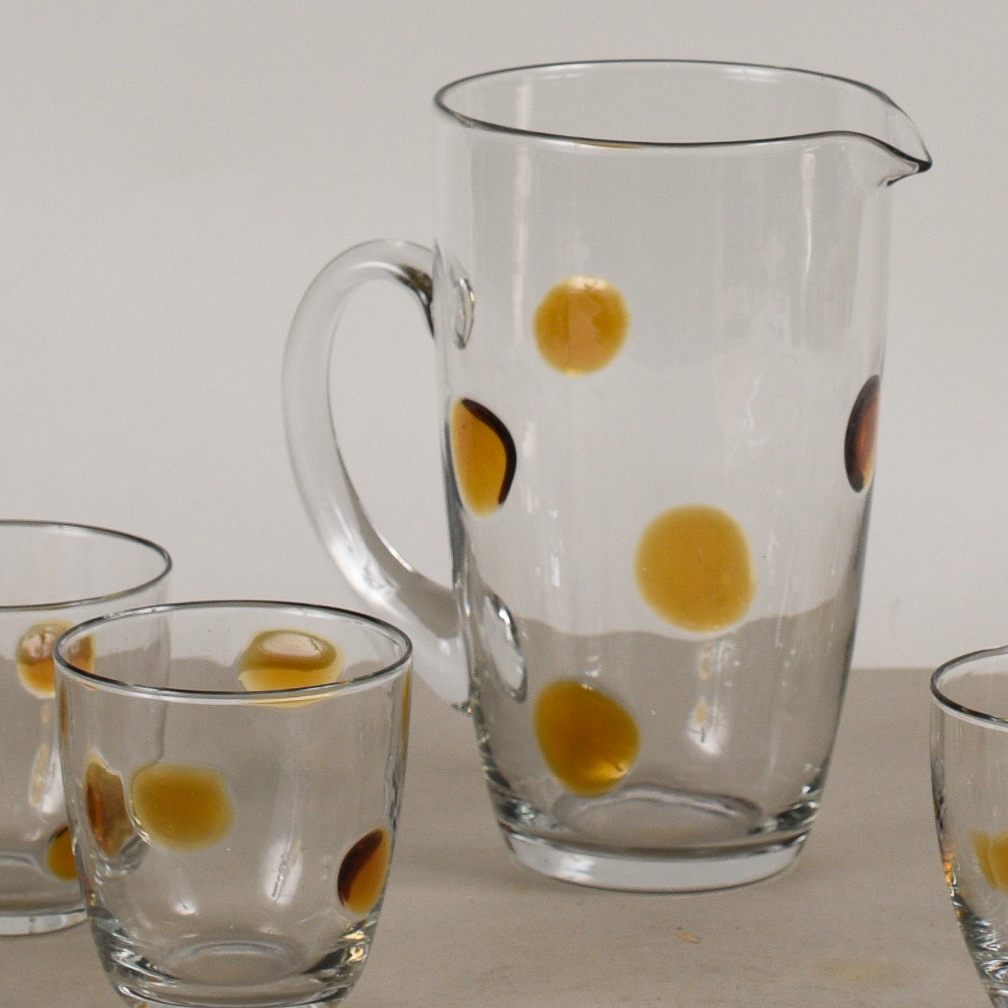 Set Bicchieri Con Brocca Vintage Anni 70 Vetro Murano