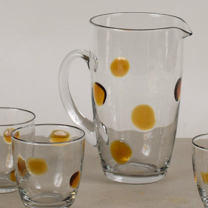 Set Bicchieri Con Brocca Vintage Anni 70 Vetro Murano